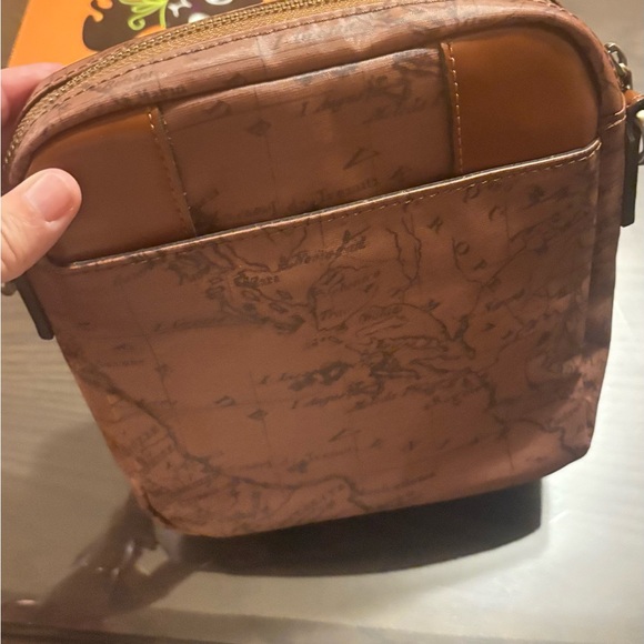 Patricia Nash Tan Map Print Messenger Bag